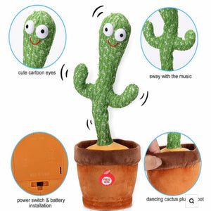 Dancing Cactus Toy  Rechargeable  with Music, Singing, Talking, Lightning, Wriggle- Funny talk back toy For Kids-  High Quality