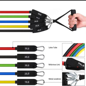 High Quality Portable Resistance Bands With Handles, Resistance Workout Bands Exercise Band Pull Rope Body Fitness Band Set 11 Pcs Set