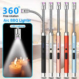 Electronic Candle Lighter USB Rechargeable Windproof Arc Lighter with LED Night Light Power Function for Camping